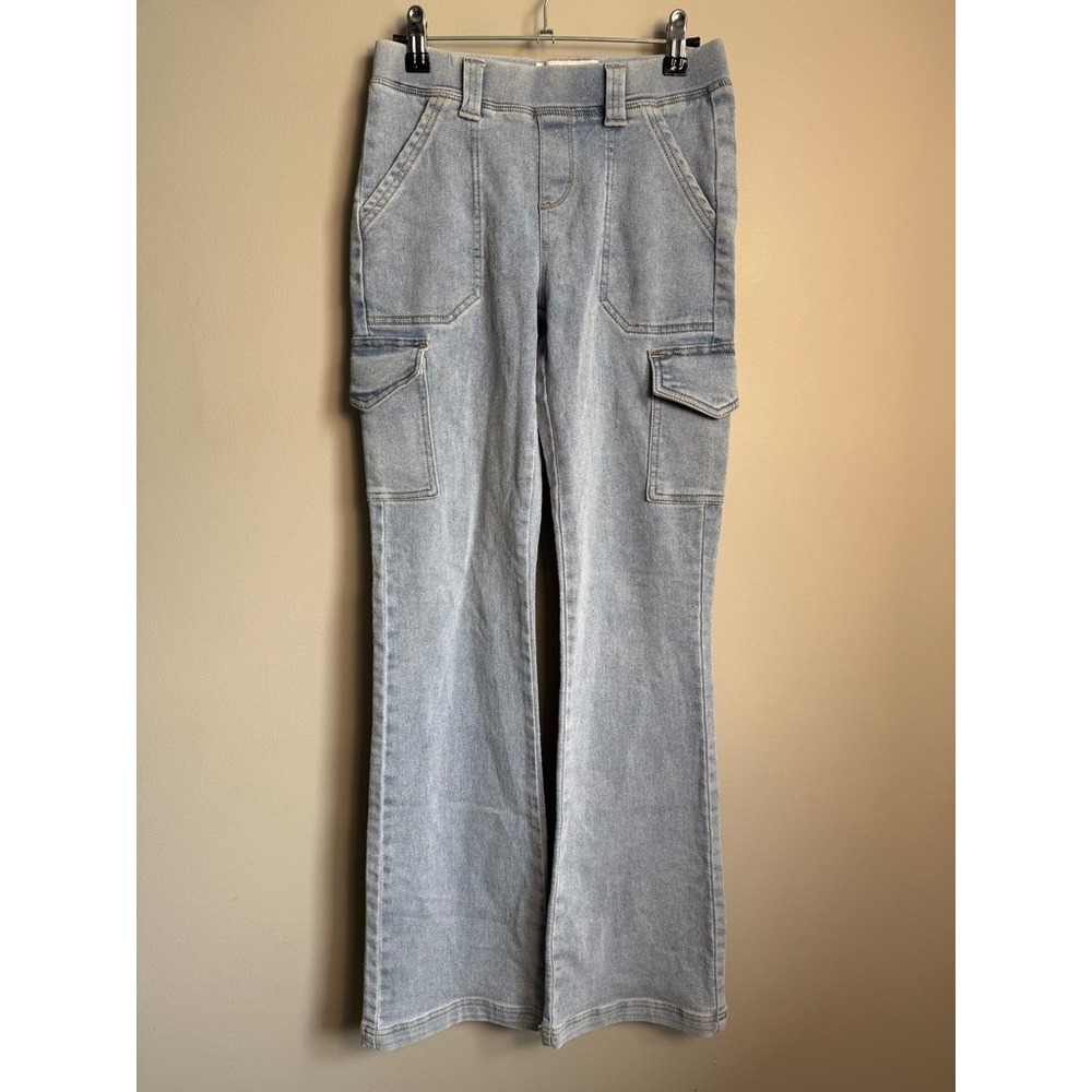 No Boundaries Cargo Flare Jeans XS Light Wash Denim Y2K Skater Streetwear Retro